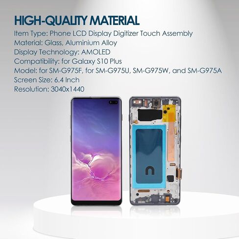 لـ S10 Plus ، استبدال مجموعة أرقام S10+ OLED LCD لـ S10 Plus G975F G975U G975W G975A ، 6.4 بوصة (أسود) in Saudi Arabia