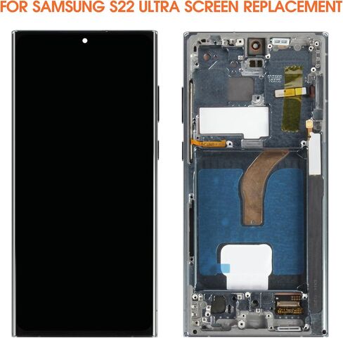 OLED for Samsung Galaxy S22 Ultra Screen Replace for Samsung S22 Ultra LCD Display SM-S908B SM-S908U LCD Digitizer Touch Screen Green مع إطار (إصدار الولايات المتحدة ، بصمة الدعم) in Saudi Arabia