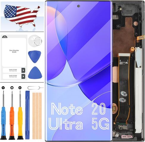 OLED for Samsung Galaxy Note 20 Ultra 5G Screen Replacement Kit for Samsung Galaxy Note 20 Ultra 4G SM-N985 SM-N986 LCD Screen Display Touch Digitizer Assembly Repair Parts Kit (Black with Frame) in Saudi Arabia