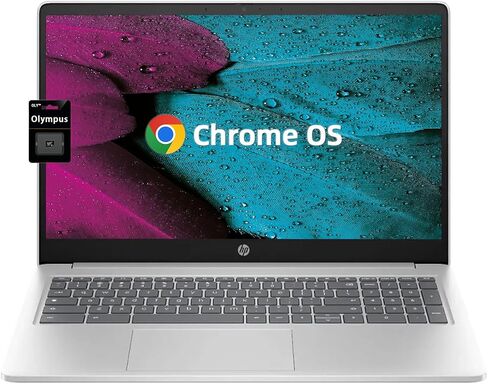 HP 15.6" Chromebook Laptop, Quad-Core Intel Celeron Processor N200(> N4500) 8GB RAM, 192GB eMMC Storage(64GB eMMC+128GB SD Card), Wi-Fi6, Bluetooth, Chrome OS, Long Battery Life, Natural Silver in Saudi Arabia