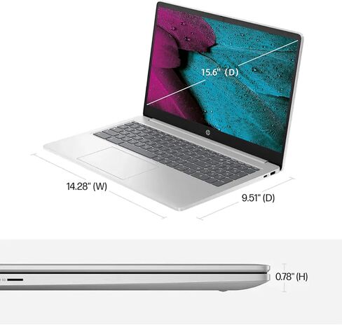 HP 15.6" Chromebook Laptop, Quad-Core Intel Celeron Processor N200(> N4500) 8GB RAM, 192GB eMMC Storage(64GB eMMC+128GB SD Card), Wi-Fi6, Bluetooth, Chrome OS, Long Battery Life, Natural Silver in Saudi Arabia
