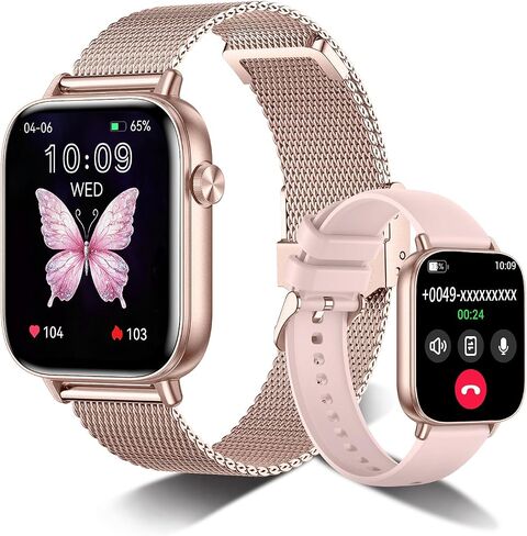 Watch Smart Watch for Women Men ، 2025 1.83 "HD Smartwatches (الإجابة/إجراء مكالمة) ، IP68 Tracker Activity Activity Tracker ، مراقبة النوم ، عداد الخطى ، ساعة اللياقة البدنية لنظام Android iOS (Rose Gold) in Kuwait