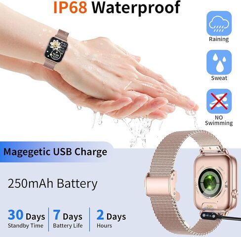 Watch Smart Watch for Women Men ، 2025 1.83 "HD Smartwatches (الإجابة/إجراء مكالمة) ، IP68 Tracker Activity Activity Tracker ، مراقبة النوم ، عداد الخطى ، ساعة اللياقة البدنية لنظام Android iOS (Rose Gold) in Kuwait