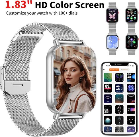 Watch Smart Watch for Women Men ، 2025 1.83 "HD Smartwatches (الإجابة/إجراء مكالمة) ، IP68 Tracker Activity Activity Tracker ، مراقبة النوم ، عداد الخطى ، ساعة اللياقة البدنية لنظام Android iOS (Rose Gold) in Kuwait