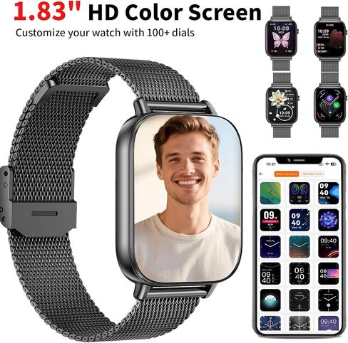 Watch Smart Watch for Women Men ، 2025 1.83 "HD Smartwatches (الإجابة/إجراء مكالمة) ، IP68 Tracker Activity Activity Tracker ، مراقبة النوم ، عداد الخطى ، ساعة اللياقة البدنية لنظام Android iOS (Rose Gold) in Kuwait