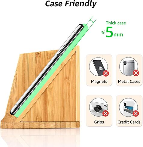 OhM-ega Bamboo Desk Organizer with Wireless Charing, Home Office Organizers for Desk, Wireless Charging Station with Pen Holder, 10W Fast Wireless Charging, Compatible with iPhone and Pixel in Saudi Arabia