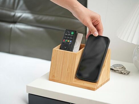 OhM-ega Bamboo Desk Organizer with Wireless Charing, Home Office Organizers for Desk, Wireless Charging Station with Pen Holder, 10W Fast Wireless Charging, Compatible with iPhone and Pixel in Saudi Arabia
