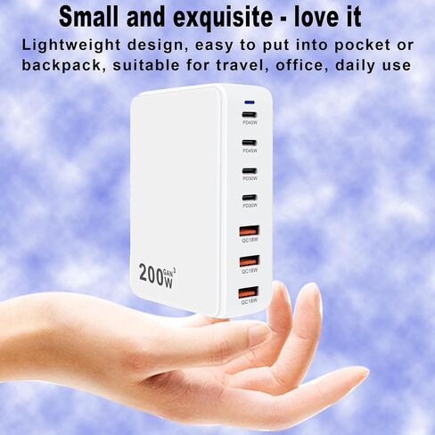 USB C Multi Charger Charging Station 200W 7-Port GaN Fast Charging Brick PD 3.0 TypeC and USB A Wall ChargerPower Adapter for All iPhoneiPadSamsung Android Pixel Series (Black) in Saudi Arabia