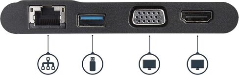 StarTech.com USB C Multiport Adapter with HDMI, VGA, Gigabit Ethernet & USB 3.0 - USB C to 4K HDMI or 1080p VGA Display Mini Dock Hub - USB Type-C Travel Docking Station for USB-C Laptops (DKT30CHVCM) in Kuwait