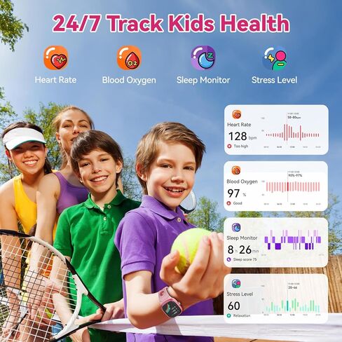 ساعة ذكية للفتيات الفتيات مع النوم | الصحة | تعقب النشاط ، والألعاب ، المنبه ، IP68 Waterproof Kids Fitness Watch مع عداد الخطى ، حساب عائلي ، هدايا الألعاب للأطفال الذين تتراوح أعمارهم بين 4-16 (روز/رمال وردية) in Kuwait