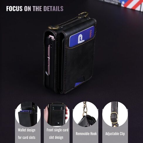 ASAPDOS for Samsung Galaxy Z Flip 7 PU Leather Wallet Phone Case with Card Slots (Holds 5-7 Cards), Anti-Drop Protection, Wrist & Shoulder Strap Blue in Kuwait