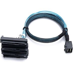 MINI SAS HD SFF-8643 إلى (4) 29PIN SFF-8482 كابل خادم مع كبل منفذ طاقة SAS 15PIN (19.68 ، بوصة) in Kuwait