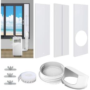 Portable AC Window Kit with 2-in-1 Coupler for Exhaust Hose with 5.0" or 5.9" Diameter, Universal Air Conditioner Window Vent Kit with 4 Adjustable Slide Seal Plates Length from 17" to 60" in Saudi Arabia