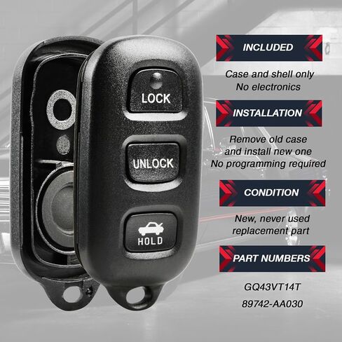 حافظة ووسادة عن بعد للدخول بدون مفتاح من Key Fob تناسب Toyota 1999-2001 Camry / 2003-2008 Corolla / 1998-2003 Sienna / 1999-2003 Solara، مجموعة من 2 in Saudi Arabia