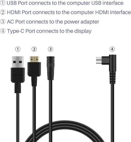 3-in-1 Cable for KAMVAS Pro 12/13/16 Graphics Drawing Monitor with HDMI, AC and USB Cables for Tablet Kamvas in Saudi Arabia
