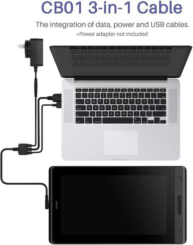 3-in-1 Cable for KAMVAS Pro 12/13/16 Graphics Drawing Monitor with HDMI, AC and USB Cables for Tablet Kamvas in Saudi Arabia