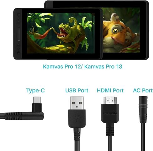 3-in-1 Cable for KAMVAS Pro 12/13/16 Graphics Drawing Monitor with HDMI, AC and USB Cables for Tablet Kamvas in Saudi Arabia