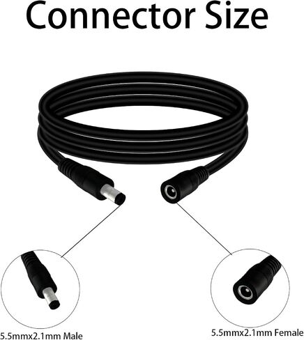 5.5 مم × 2.1 مم 9.8 قدمًا كابل تمديد الطاقة من الذكور إلى أنثى 12V/24V 14AWG DC كابل اتصال لمكبرات الصوت CCTV كاميرا LED LED LED LID in Kuwait