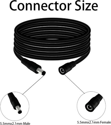 5.5 مم × 2.1 مم 9.8 قدمًا كابل تمديد الطاقة من الذكور إلى أنثى 12V/24V 14AWG DC كابل اتصال لمكبرات الصوت CCTV كاميرا LED LED LED LID in Kuwait