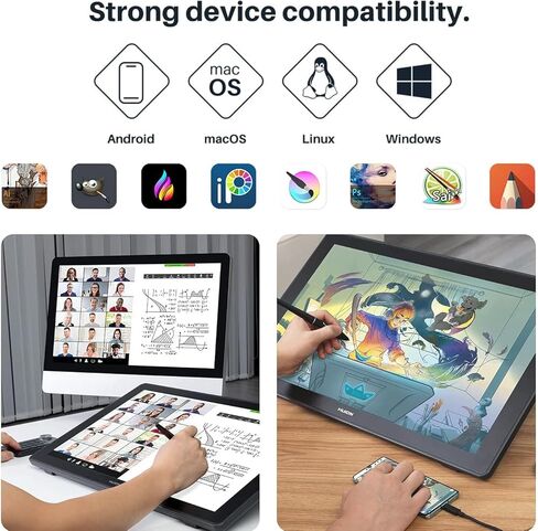 HUION Kamvas 24 QHD Drawing Tablet with Screen, 2.5K Graphics Art Tablet, 23.8inch Drawing Monitor with HUION Single Monitor Arm, Work with Mac, Windows, Linux, Android in Saudi Arabia