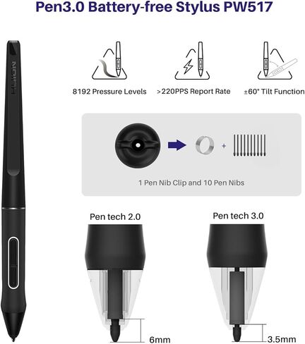 HUION Kamvas 24 QHD Drawing Tablet with Screen, 2.5K Graphics Art Tablet with HUION Slim Pen PW550S 9.5mm Diameter, 23.8inch Drawing Monitor, Work with Mac, Windows, Linux, Android in Saudi Arabia