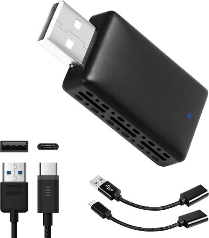 MAX=TECH - Compact Wired to Wireless Adapter for Carplay and Android Auto, with USB Type A and C Adapters - 2 in 1 - Fast Reliable and Easy to Use - All Car Models in Saudi Arabia