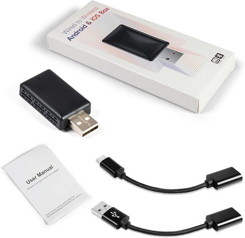 MAX=TECH - Compact Wired to Wireless Adapter for Carplay and Android Auto, with USB Type A and C Adapters - 2 in 1 - Fast Reliable and Easy to Use - All Car Models in Saudi Arabia
