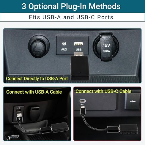 MAX=TECH - Compact Wired to Wireless Adapter for Carplay and Android Auto, with USB Type A and C Adapters - 2 in 1 - Fast Reliable and Easy to Use - All Car Models in Saudi Arabia