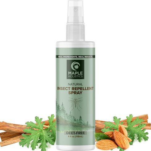 Natural Bug Repellent Spray for Body - DEET Free Bug Spray for Kids & Adults for Ticks Mosquitoes & Insects - Made with Citronella Rosemary & Lemongrass - Light Scent Vegan & Cruelty Free (4 Fl Oz) in Saudi Arabia