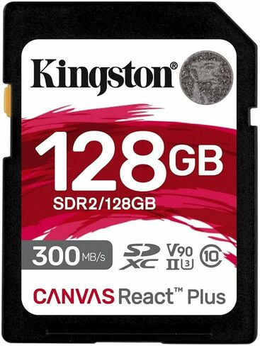 Kingston Canvas React Plus 128GB U3 V90 SDXC UHS-II SD CARD (2 pack) مع حالة تخزين الذاكرة (3 عناصر) in Kuwait