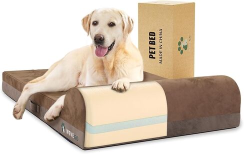 سرير كلب جامبو لتقويم العظام من WEVEGO، سرير كلب كبير بسمك 7.87 بوصة من جل إسفنج الذاكرة مع وسادة، سرير كلب من نسيج الفانيلا المتين للكلاب كبيرة الحجم، غطاء قابل للإزالة وبطانة مقاومة للماء للكلاب ذات السلالات الكبيرة in Kuwait
