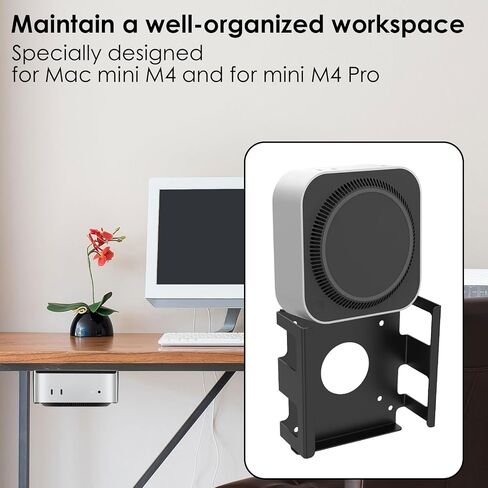 Under Desk Mount Bracket Carbon Steel Under Desk Laptop Mount with Shock Absorbing Strips Effective Protection Monitor Holder Rack Compatible with Mini M4/M4 Pro in Saudi Arabia