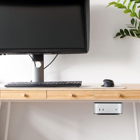 Under Desk Mount Bracket Carbon Steel Under Desk Laptop Mount with Shock Absorbing Strips Effective Protection Monitor Holder Rack Compatible with Mini M4/M4 Pro in Saudi Arabia