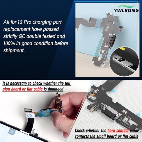 Dock Connector for iPhone 12 Charging Port Flex Cable Replacement for iPhone 12 Pro USB Charger Dock Board Connector with Tools(Black) in Saudi Arabia
