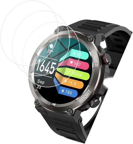 بالنسبة إلى Baolubao Military Smart Watch W50 Pro Screen Protector 1.45 "[3 Pack] HD Filded Glass Film [9H Hardness] in Kuwait
