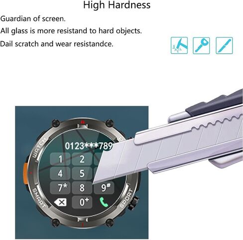 بالنسبة إلى Baolubao Military Smart Watch W50 Pro Screen Protector 1.45 "[3 Pack] HD Filded Glass Film [9H Hardness] in Kuwait