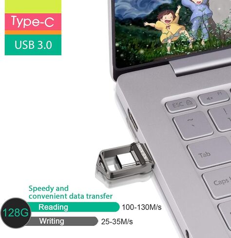 كيكسين ذاكرة فلاش USB C سعة 128GB بمنفذ USB 3.0 مزدوج ذاكرة 128GB او تي جي للهواتف الذكية من النوع سي بنظام اندرويد وماك بوك وسامسونج جالكسي والكمبيوتر in Saudi Arabia
