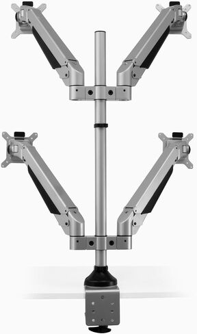 Quad Monitor Arm – 4 Monitor Desk Mount for 13–24" Screens, VESA 75x75/100x100, 22 lbs per Arm, Clamp or Grommet Mount, White Finish, Fully Adjustable Ergonomic Stand in Kuwait