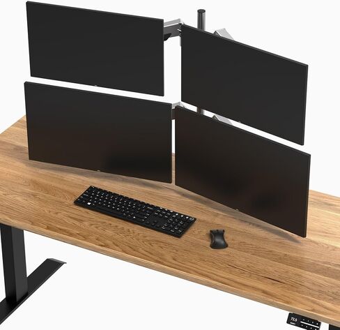 Quad Monitor Arm – 4 Monitor Desk Mount for 13–24" Screens, VESA 75x75/100x100, 22 lbs per Arm, Clamp or Grommet Mount, White Finish, Fully Adjustable Ergonomic Stand in Kuwait