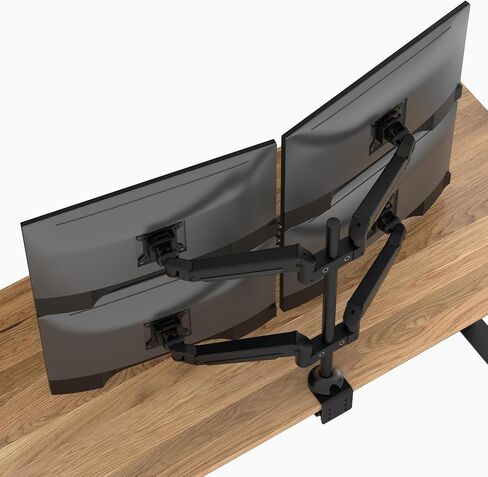 Quad Monitor Arm – 4 Monitor Desk Mount for 13–24" Screens, VESA 75x75/100x100, 22 lbs per Arm, Clamp or Grommet Mount, White Finish, Fully Adjustable Ergonomic Stand in Kuwait