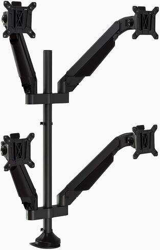 Quad Monitor Arm – 4 Monitor Desk Mount for 13–24" Screens, VESA 75x75/100x100, 22 lbs per Arm, Clamp or Grommet Mount, White Finish, Fully Adjustable Ergonomic Stand in Kuwait