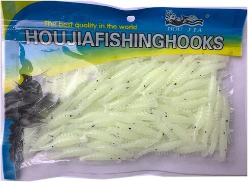 100pcs 4.8 سم الطعوم الناعمة لصيد الأسماك ، إغراء صيد الروبيان المضيء ، طعم شاد ، توهج دودة ، طعم صغير معطر من أجل السلمون المرقط ، صيد المياه المالحة في المياه العذبة ، وملحقات صيد الأسماك in Kuwait