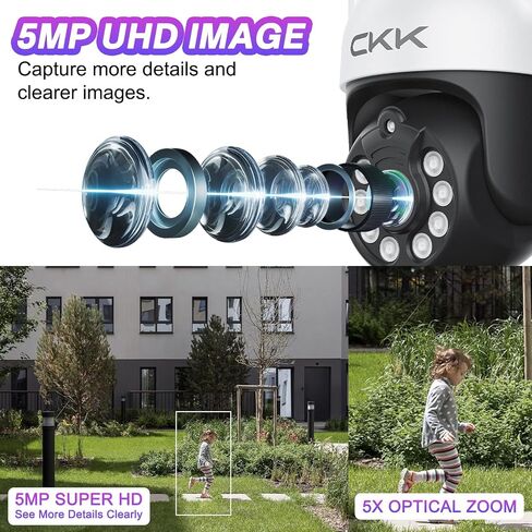 CKK 2pcs 3MP PTZ Camera System, The Wireless Security Cameras Outdoor with Floodlights & Siren, Floodlights & Siren, 2 Way Audio, Color Night Vision, 24/7 Record, Pan Tilt Zoom in Saudi Arabia