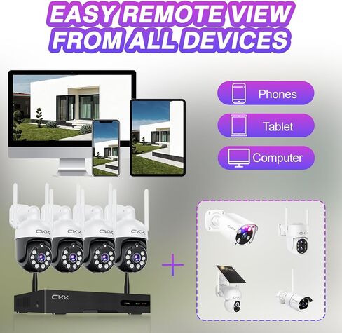 CKK 2pcs 3MP PTZ Camera System, The Wireless Security Cameras Outdoor with Floodlights & Siren, Floodlights & Siren, 2 Way Audio, Color Night Vision, 24/7 Record, Pan Tilt Zoom in Saudi Arabia