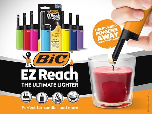 BIC EZ Reach Candle Lighter, The Ultimate Lighter with Extended Wand for Grills and Firepits (1.45-inch), Bob Marley Lighters, 4 Count Pack (Assortment of Designs May Vary) in Saudi Arabia