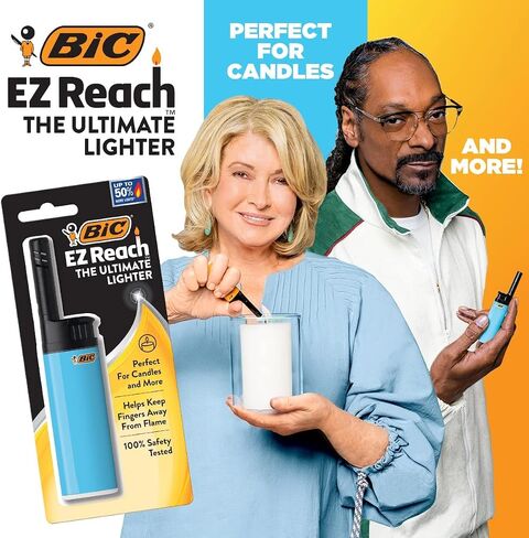 BIC EZ Reach Candle Lighter, The Ultimate Lighter with Extended Wand for Grills and Firepits (1.45-inch), Bob Marley Lighters, 4 Count Pack (Assortment of Designs May Vary) in Saudi Arabia