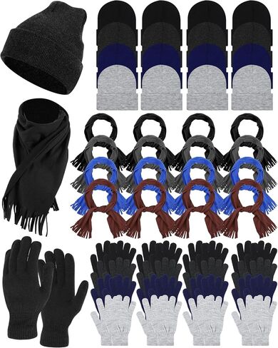 Liitrsh 24 Pcs Winter Beanie Hat Scarf Gloves Set for Women Men Unisex Winter Gloves for Homeless Donation Charity Care Bundle in Saudi Arabia