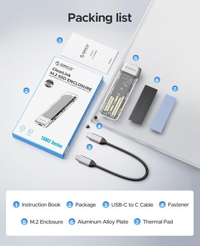 ORICO 2TB DIY SSD-ما يصل إلى 1000 ميجابايت/ثانية-USB-C ، J10 2TB Gen 3x4 SSD مع 10 جيجابت في الثانية خالية من الأدوات USB 3.2 Type-C إلى M.2 SSD العلبة لـ SATA/NVME M.2 (M-Key/B+Mey) SSD in Kuwait