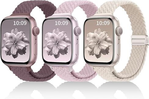 3 حزمة ضئيلة ضئيلة مضفر نطاقات ممتدة متوافقة مع Apple Watch Band 38mm 40mm 41mm 42mm 44mm 45mm 46mm 49mm النساء الرجال ، نطاقات حزام مغناطيسي نايلون رقيقة لسلسلة Iwatch 10/9/8/7/6/5/4/3/2/1/1/SE in Kuwait
