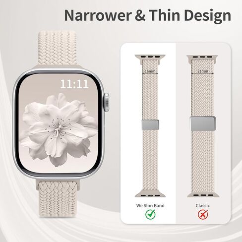 3 حزمة ضئيلة ضئيلة مضفر نطاقات ممتدة متوافقة مع Apple Watch Band 38mm 40mm 41mm 42mm 44mm 45mm 46mm 49mm النساء الرجال ، نطاقات حزام مغناطيسي نايلون رقيقة لسلسلة Iwatch 10/9/8/7/6/5/4/3/2/1/1/SE in Kuwait